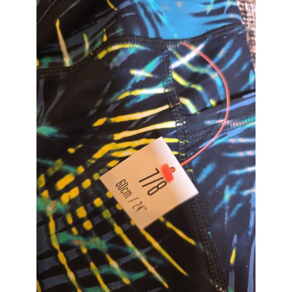 Sweaty Betty Zero Gravity Pocket Leggings Medium 7/8 Black Neon Tropical NWT - Picture 6 of 9